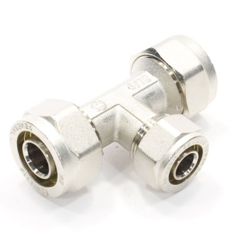 Тройник 26-20-26, General Fittings 5300, 13, обжим-обжим, латунь (никель)