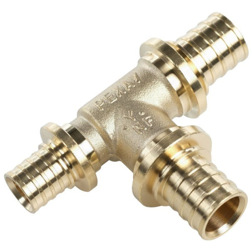 Тройник 20-20-16, Рехау RAUTITAN MX, надв.гильза-надв.гильза, латунь