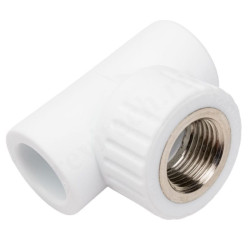 Тройник 20-1/2"-20, RTP, пайка-резьба, вн., полипропилен, белый