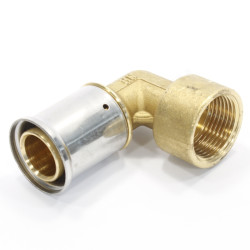 Угольник 90° 32-1", Henco P, 6, пресс-резьба, вн., латунь