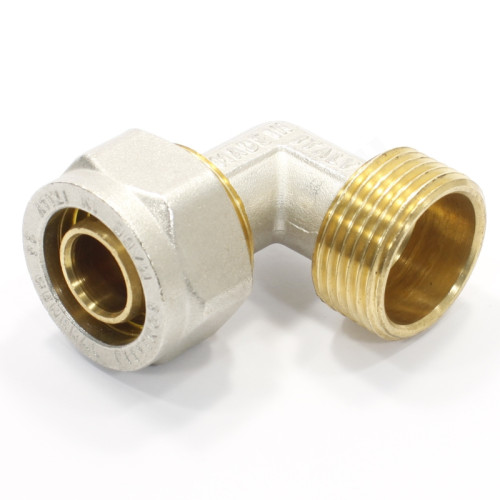 Угольник 90° 26-1", General Fittings 5300 21, обжим-резьба, нар., латунь (никель)