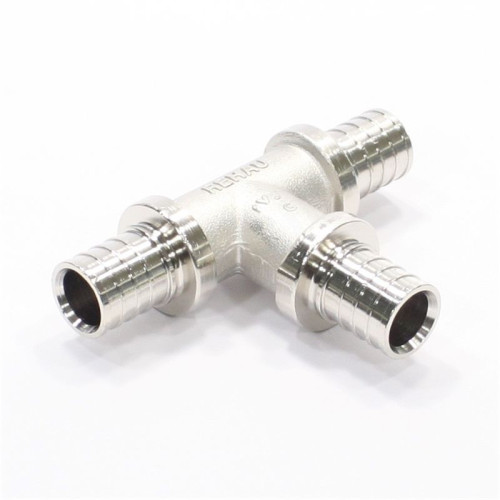 Тройник 17-17-17, Rehau RAUTITAN, надв.гильза-надв.гильза, латунь (цинк)