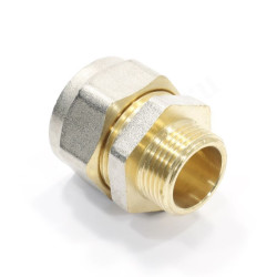 Переходник 26-3/4", Henco, обжим-резьба, нар., латунь (никель)