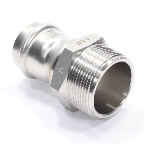 Переходник 35-1 1/2", WAAG Heavy Inox, пресс-резьба, нар., сталь нержавеющая