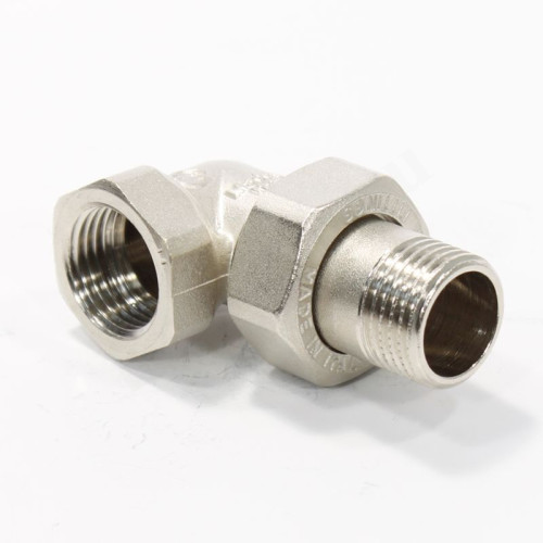 Американка угловая 90° 1/2"-1/2", General Fittings 2700 I4, резьба-резьба, вн.- нар., латунь (никель
