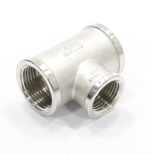 Тройник 3/4"-1/2"-3/4", General Fittings 2700 13, резьба-резьба, вн., латунь (никель)