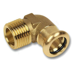 Угольник 15-1/2", Sanha PuraPress 8092G, пресс-резьба, нар., бронза