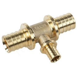 Тройник 20-16-20, Рехау RAUTITAN MX, надв.гильза-надв.гильза, латунь