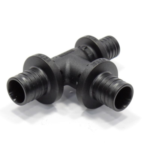 Тройник 20-20-16, Rehau RAUTITAN, PX, надв.гильза-надв.гильза, полифениленсульфон