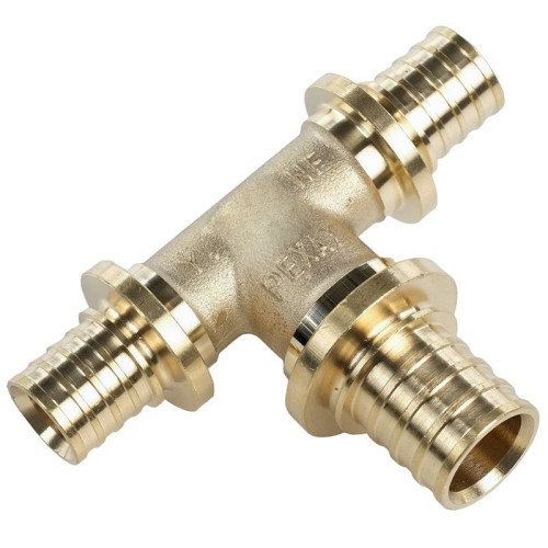 Тройник 16-20-16, Рехау RAUTITAN MX, надв.гильза-надв.гильза, латунь