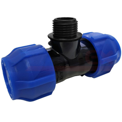 Тройник 25-3/4"-25, Valfex, обжим-резьба, нар., PP-R, для ПНД труб