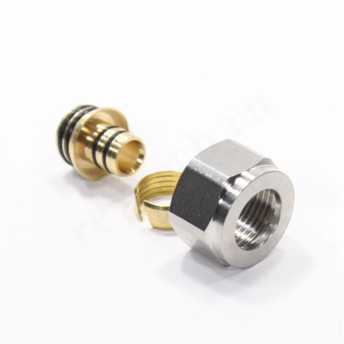 Резьбозажимное 17 x 2.0-3/4", WAAG, обжим-резьба, вн., латунь (никель) евроконус