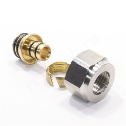 Резьбозажимное 16 x 2.2-3/4", WAAG, обжим-резьба, вн., латунь (никель) евроконус