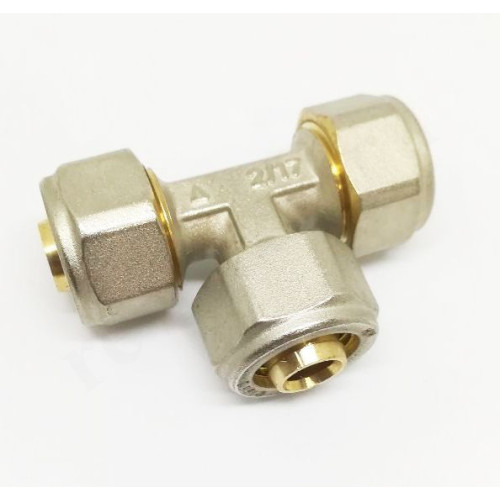 Тройник 16-16-16, Henco S, обжим-обжим, латунь