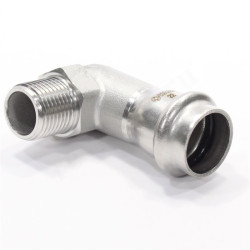 Отвод 90 22-1/2", WAAG Heavy Inox, пресс-резьба, нар., сталь нержавеющая