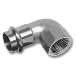 Угольник 90° 22-3/4", Sanha NiroSan, 9090IG, пресс-резьба, вн., сталь нержавеющая