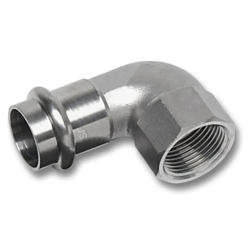 Угольник 90° 22-3/4", Sanha NiroSan, 9090IG, пресс-резьба, вн., сталь нержавеющая