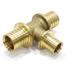 Тройник 63-50-63, Rehau RAUTITAN, надв.гильза-надв.гильза, латунь, золотой