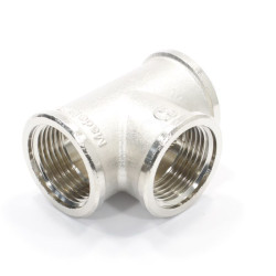 Тройник 1"-1"-1", General Fittings 2700 14, резьба-резьба, вн., латунь (никель)