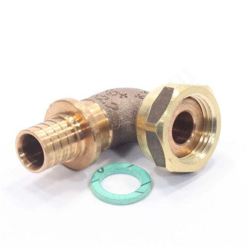 Угольник 90 16-1/2", Rehau RAUTITAN RX+, надв.гильза-резьба, вн., бронза, с накид.гайкой