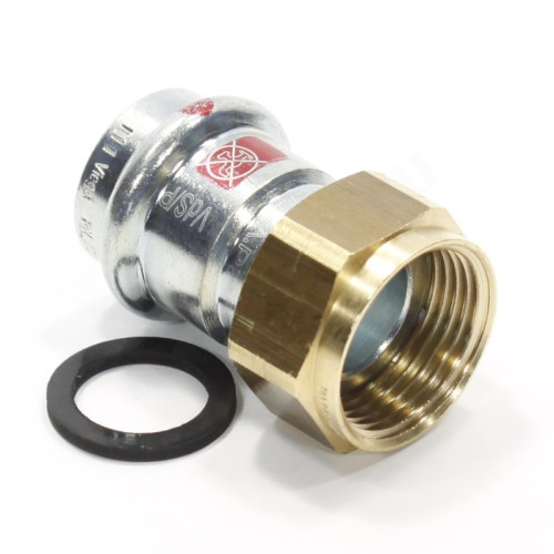 Переходник 22-3/4", Viega Prestabo 1163, пресс-резьба, вн., сталь (цинк), с накид.гайкой