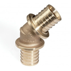 Угольник 45° 63-63, Rehau RAUTITAN, RX, надв.гильза-надв.гильза, бронза