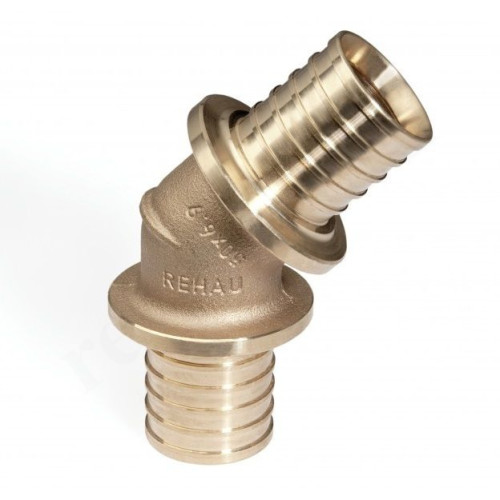 Угольник 45° 63-63, Rehau RAUTITAN, RX, надв.гильза-надв.гильза, бронза