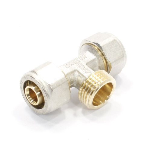 Тройник 16-1/2"-16, General Fittings 5300, 11, обжим-резьба, нар., латунь (никель)