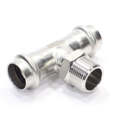 Тройник 22-3/4"-22, WAAG Heavy Inox, пресс-резьба, нар., сталь нержавеющая