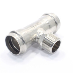 Тройник 35-1"-35, Valtec VT.INOX-PRESS, пресс-резьба, нар., сталь нержавеющая