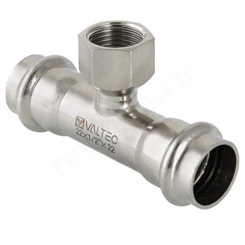 Тройник 35-1/2"-35, Valtec VT.INOX-PRESS, пресс-резьба, вн., сталь нержавеющая
