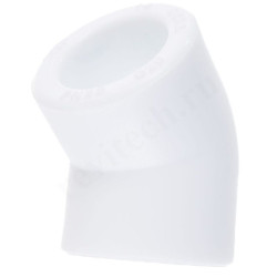 Угольник 45° 40-40, RTP, пайка-пайка, полипропилен, белый