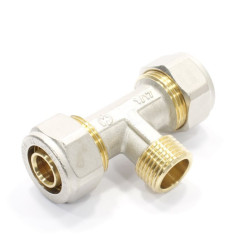 Тройник 20-1/2"-20, General Fittings 5300 11, обжим-резьба, нар., латунь (никель)