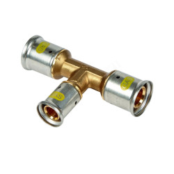 Тройник 26-20-26, Henco PG, 10, пресс-пресс, латунь, газ