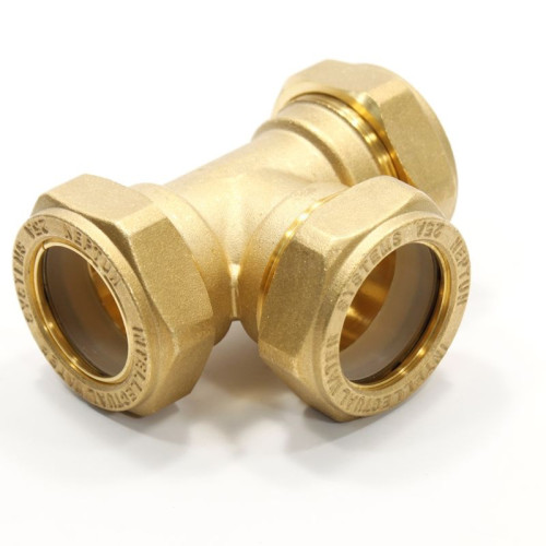 Тройник 25-25-25, Stahlmann EF, обжим-обжим, латунь