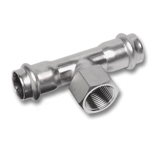 Тройник 54-1/2"-54, Sanha NiroSan, 9130G, пресс-резьба, вн., сталь нержавеющая