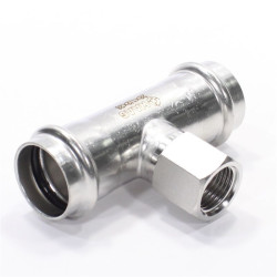 Тройник 28-1/2"-28, WAAG Heavy Inox, пресс-резьба, вн., сталь нержавеющая