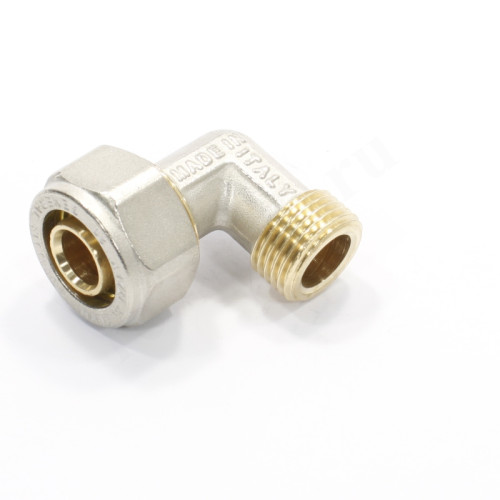 Угольник 90° 20-1/2", General Fittings 5300 21, обжим-резьба, нар., латунь (никель)