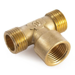 Тройник 1/2"-1/2"-1/2", General Fittings 2700 12, резьба-резьба, нар.- вн.- нар., латунь
