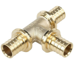 Тройник 32-32-32, Рехау RAUTITAN MX, надв.гильза-надв.гильза, латунь