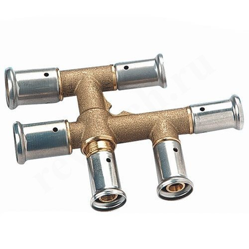 Распределитель двойной 20-16-20, Henco P 31, пресс-пресс, латунь