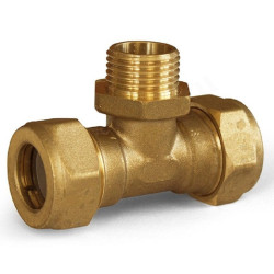 Тройник 15-1/2"-15, Stahlmann EF, обжим-резьба, нар., латунь