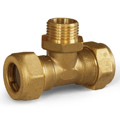 Тройник 15-1/2"-15, Stahlmann EF, обжим-резьба, нар., латунь