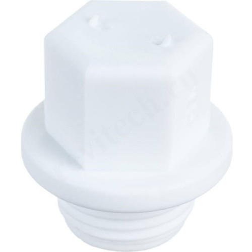 Заглушка 1/2", RTP, резьба, нар., полипропилен, белый, длинная