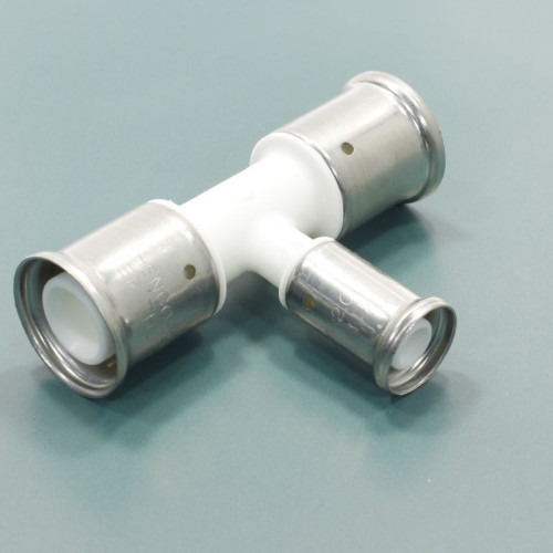 Тройник 26-16-26, Henco PKW, 10, пресс-пресс, PVDF