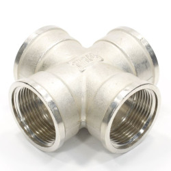 Крестовина 1 1/4"-1 1/4"-1 1/4"-1 1/4", General Fittings 2700 36, резьба-резьба, вн., латунь (никель