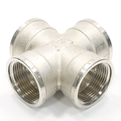 Крестовина 1 1/4"-1 1/4"-1 1/4"-1 1/4", General Fittings 2700 36, резьба-резьба, вн., латунь (никель