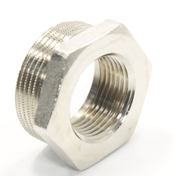 Футорка 1 1/2"-1", General Fittings 2600 44, резьба-резьба, нар.-вн., латунь (никель)