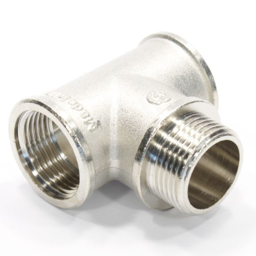 Тройник 1"-1"-1", General Fittings 2700 15, резьба-резьба, вн.- нар.- вн., латунь (никель)
