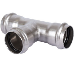 Тройник 28-28-28, Sanha NiroSan, 9130, пресс-пресс, сталь нержавеющая